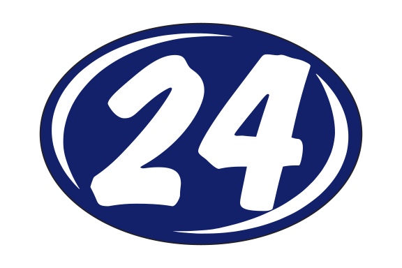 Small Oval Year Decals - White/Blue