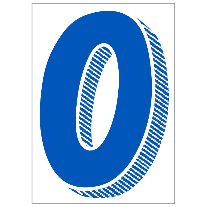 7-1/2" Shadow Number Decals - Blue/White