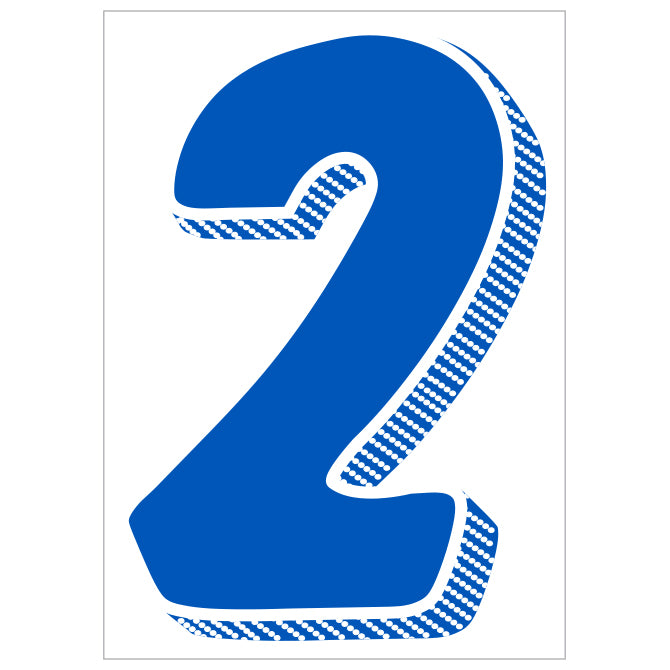 7-1/2" Shadow Number Decals - Blue/White