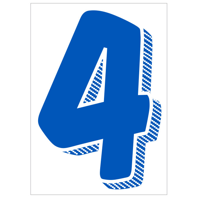 7-1/2" Shadow Number Decals - Blue/White