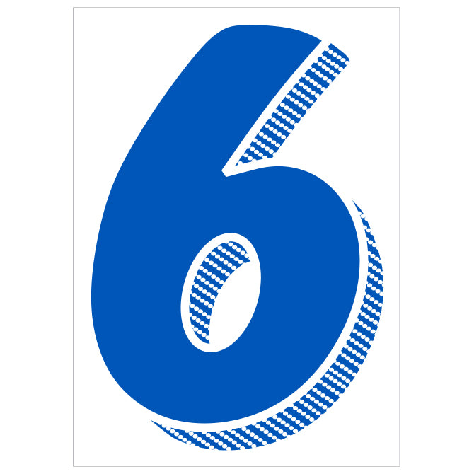 7-1/2" Shadow Number Decals - Blue/White
