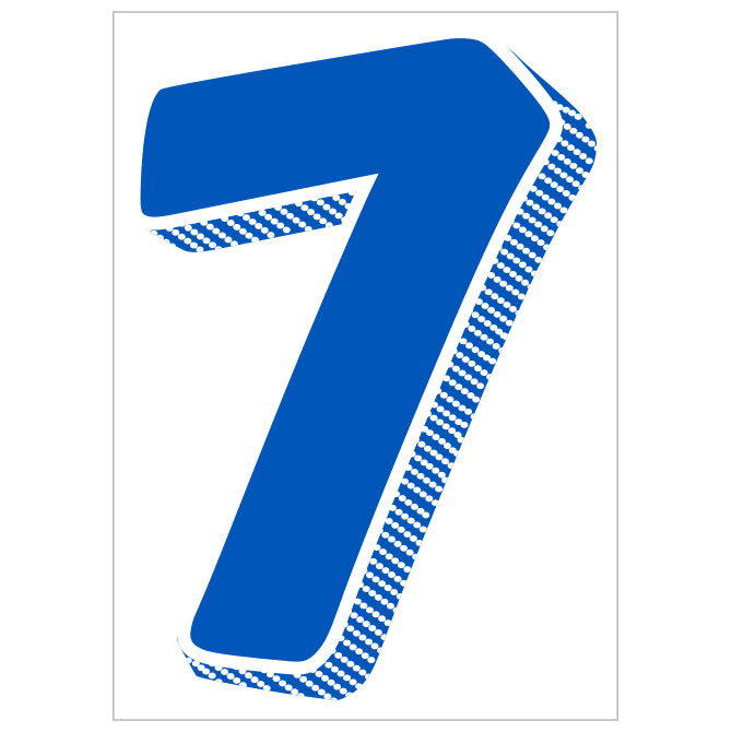 7-1/2" Shadow Number Decals - Blue/White