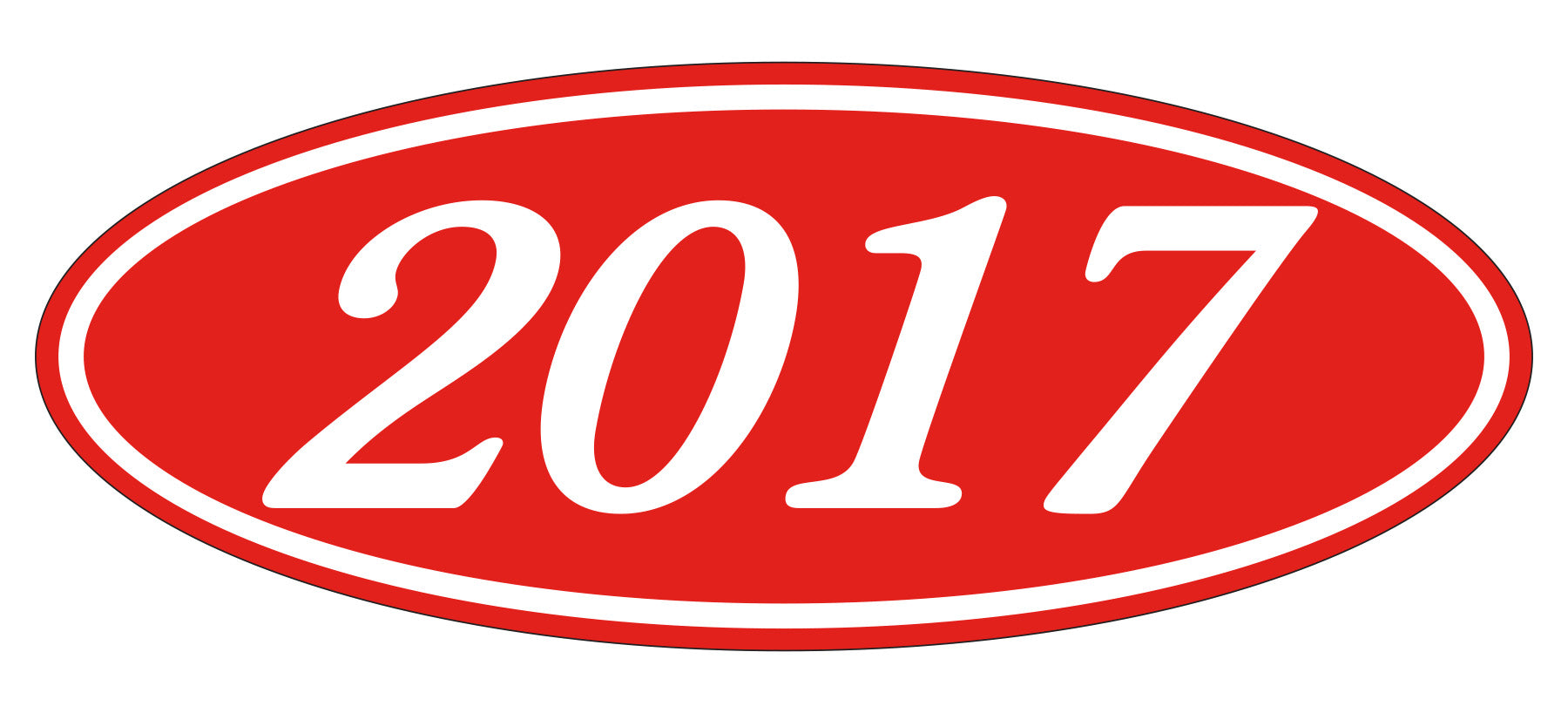 Oval Year Decals - White/Red