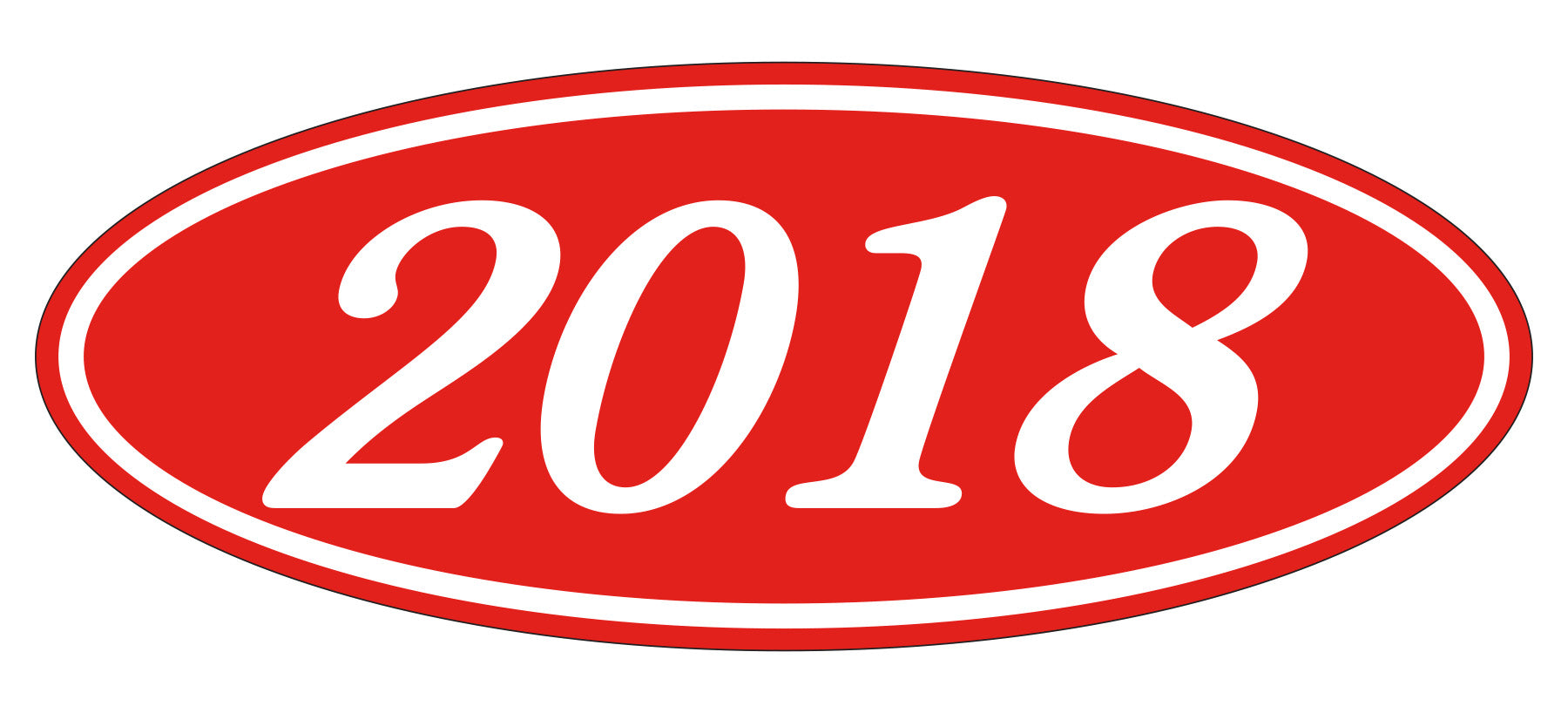 Oval Year Decals - White/Red