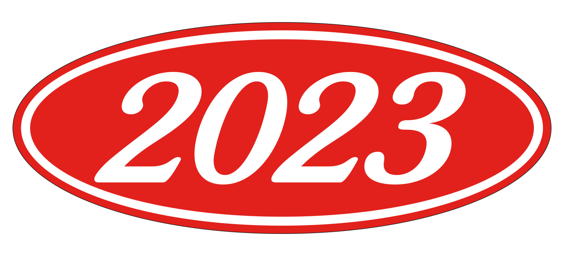 Oval Year Decals - White/Red