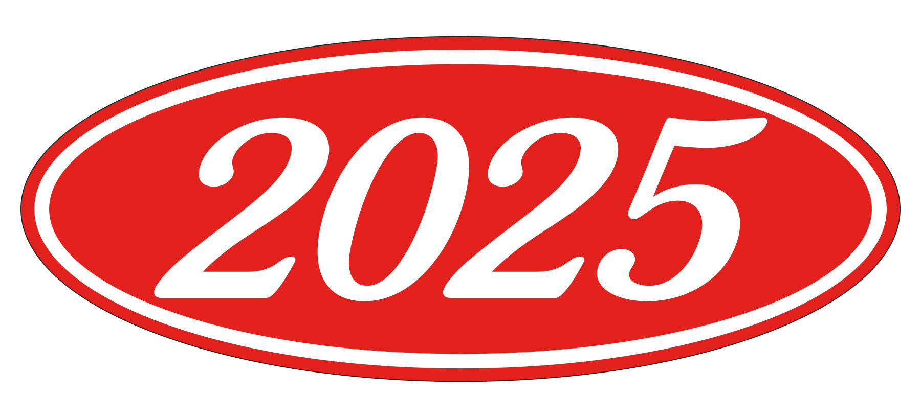 Oval Year Decals - White/Red