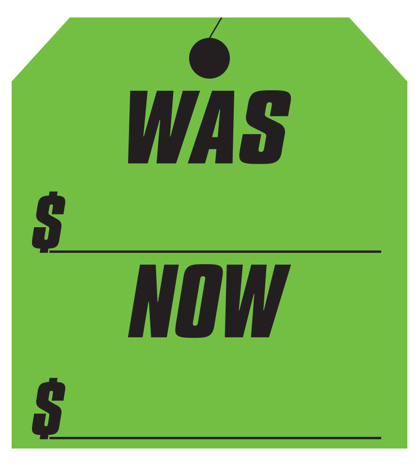 Hang Tag Decals (9-1/4" x 8-1/2") - Was/Now