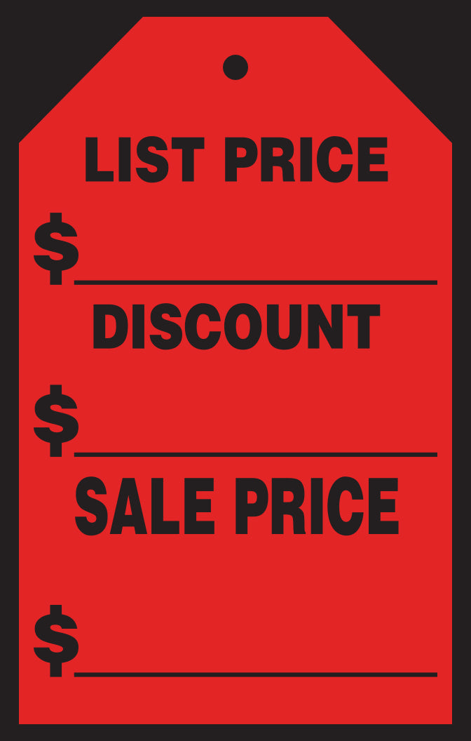 Hang Tag Decals (7" x 11") - List Price/Discount/Sale Price
