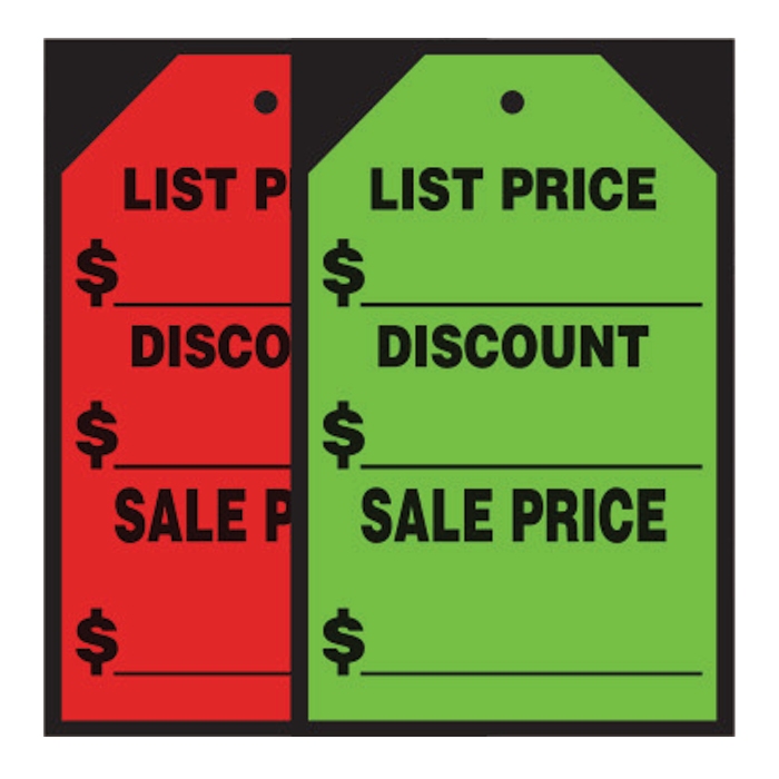 Hang Tag Decals (7" x 11") - List Price/Discount/Sale Price