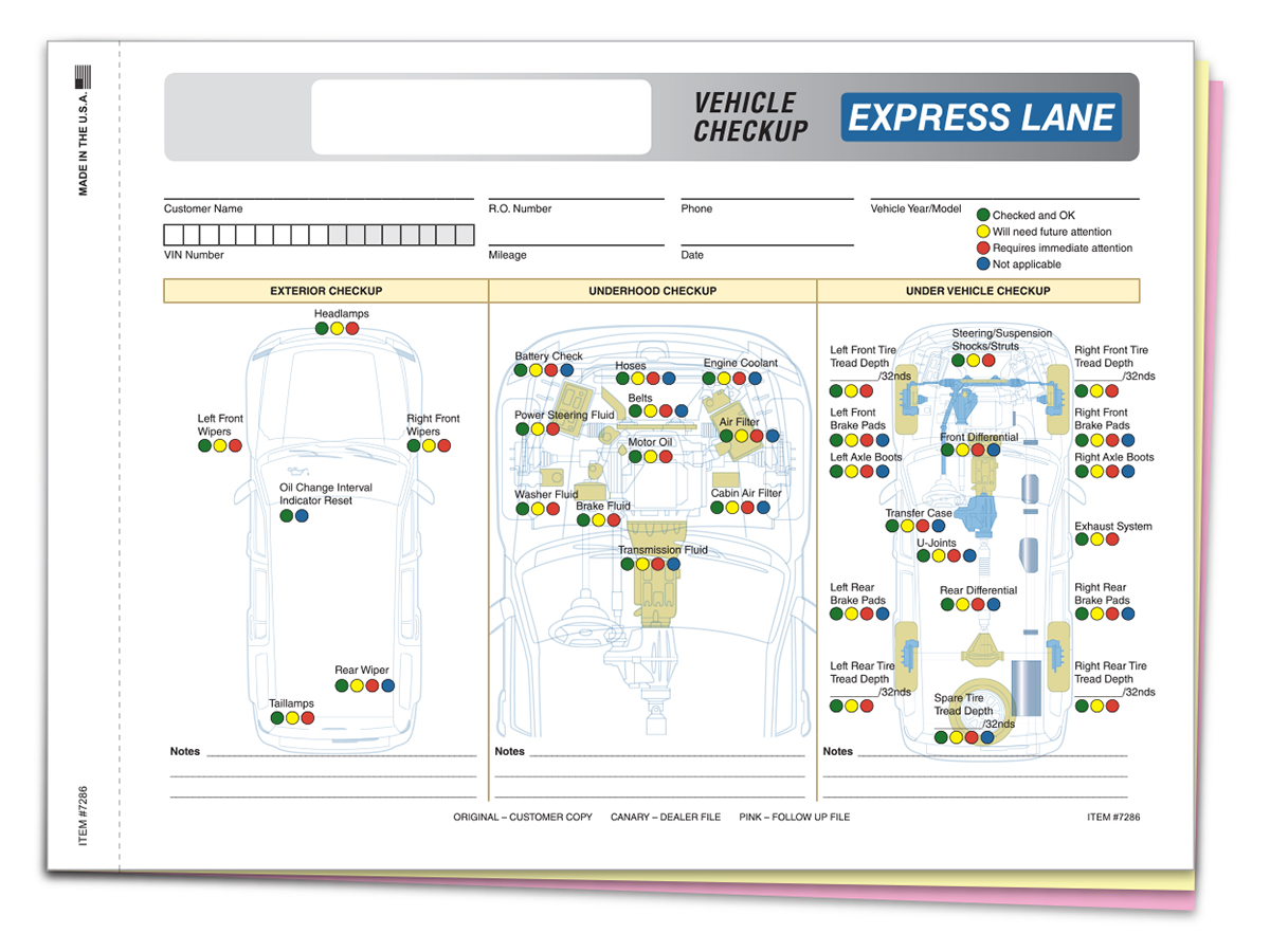 Generic Multi-Point Inspection Form 3-Part - Express Lane