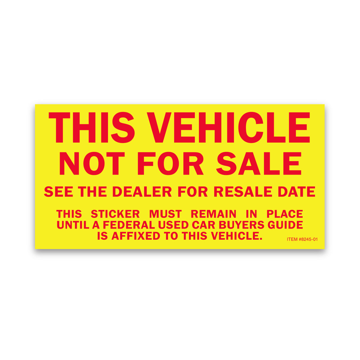 Vehicle Not For Sale Stickers (8245-01)