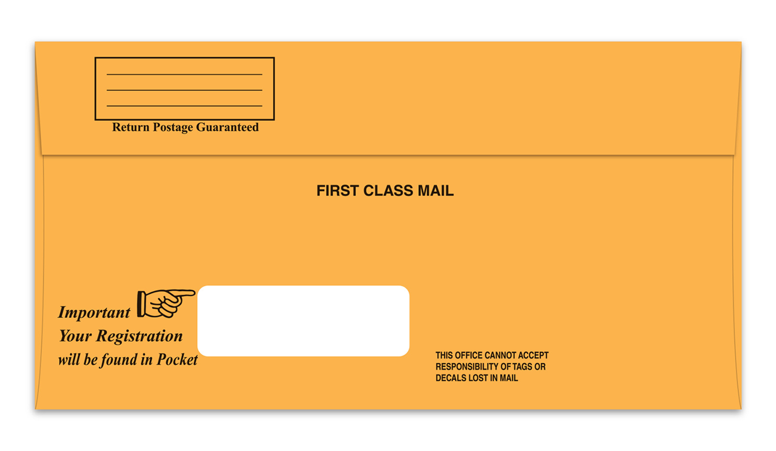 Printed Window License Plate Envelopes - Self-Seal