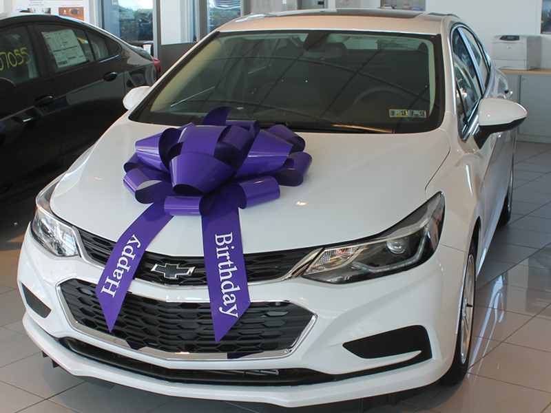 30" Vinyl Car Bow - Happy Birthday