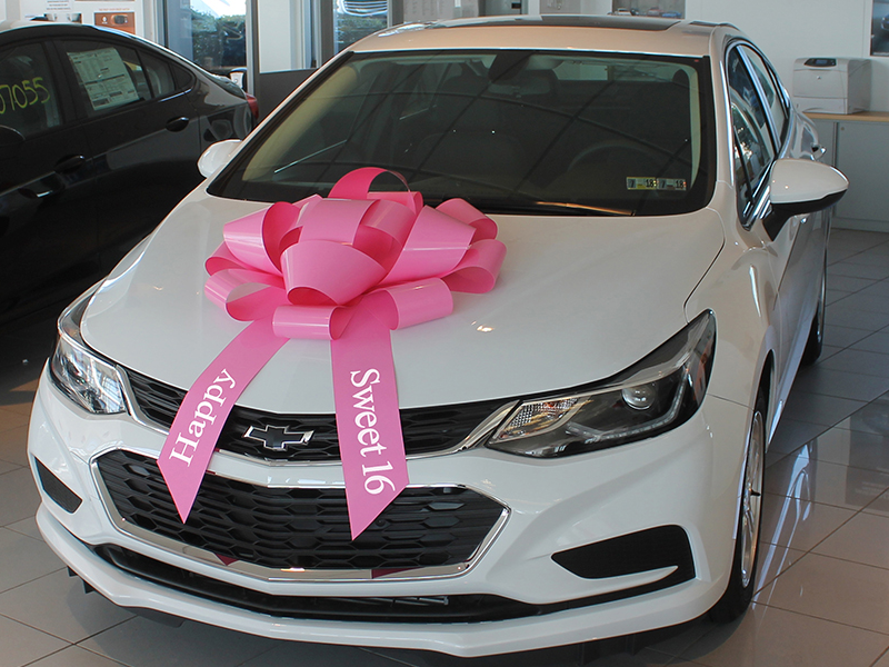 30" Vinyl Car Bow - Happy Sweet 16