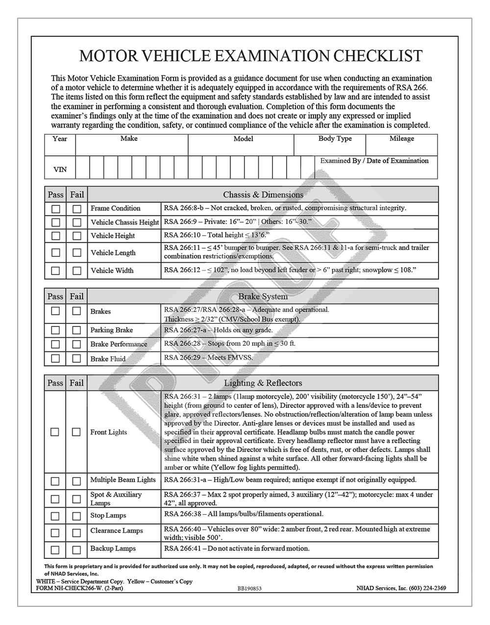 Safety Examination Bundle - Stickers / Disclosure Form / Checklist Form