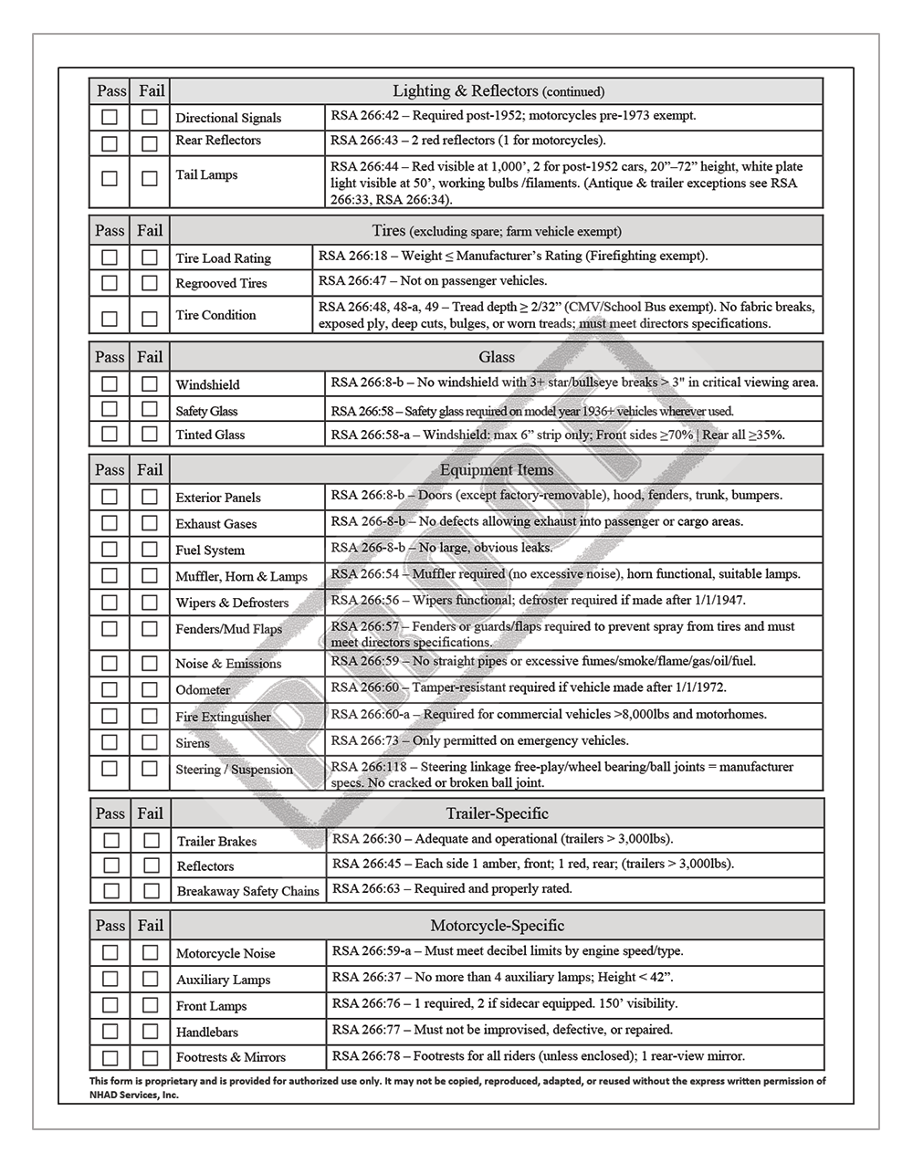 Safety Examination Bundle - Stickers / Disclosure Form / Checklist Form