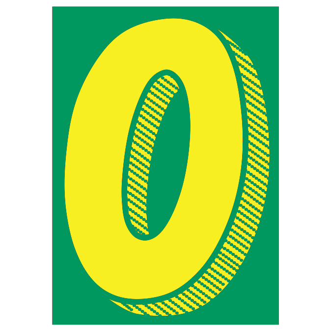 7-1/2" Shadow Number Decals - Yellow/Green