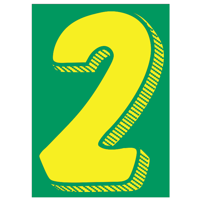 7-1/2" Shadow Number Decals - Yellow/Green