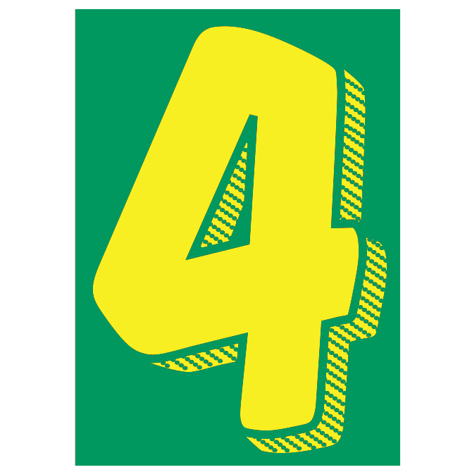 7-1/2" Shadow Number Decals - Yellow/Green