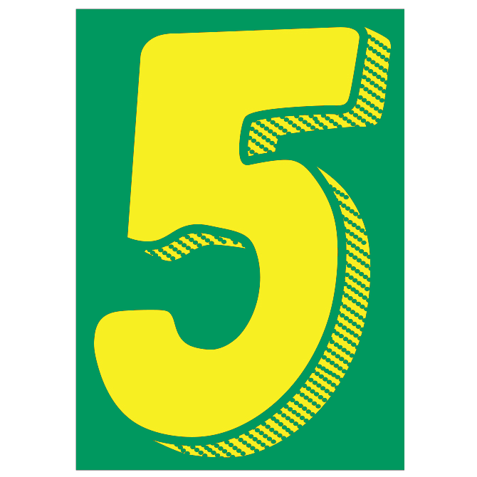 7-1/2" Shadow Number Decals - Yellow/Green