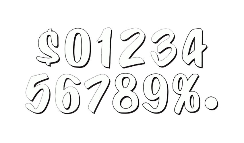 6" White Sign Painter Number Decals
