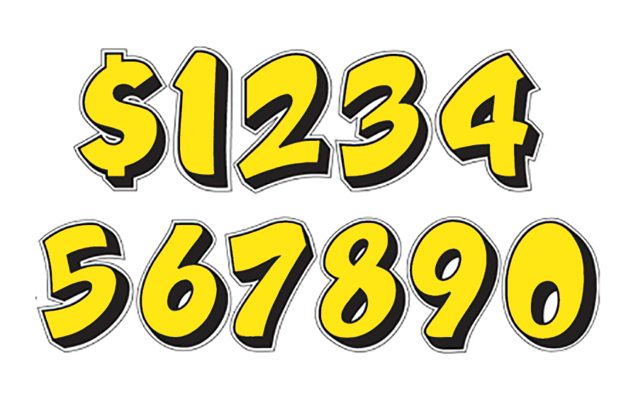 Die Cut Graphic Number Decals - Yellow