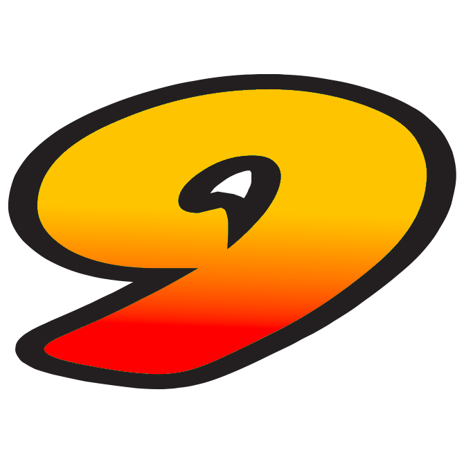 6-1/4" Die Cut Number Decals - Tequila Sunrise/Black