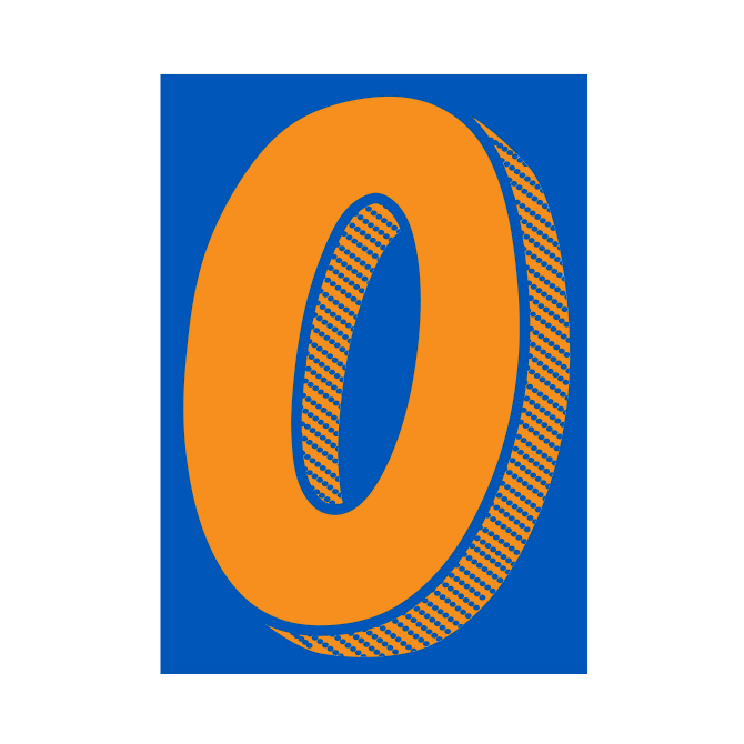 7-1/2" Shadow Number Decals - Orange/Blue