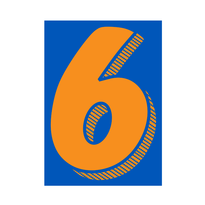 7-1/2" Shadow Number Decals - Orange/Blue