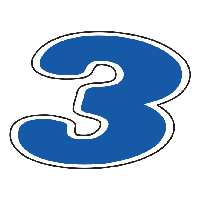 6-1/4" Die Cut Number Decals - Blue/White