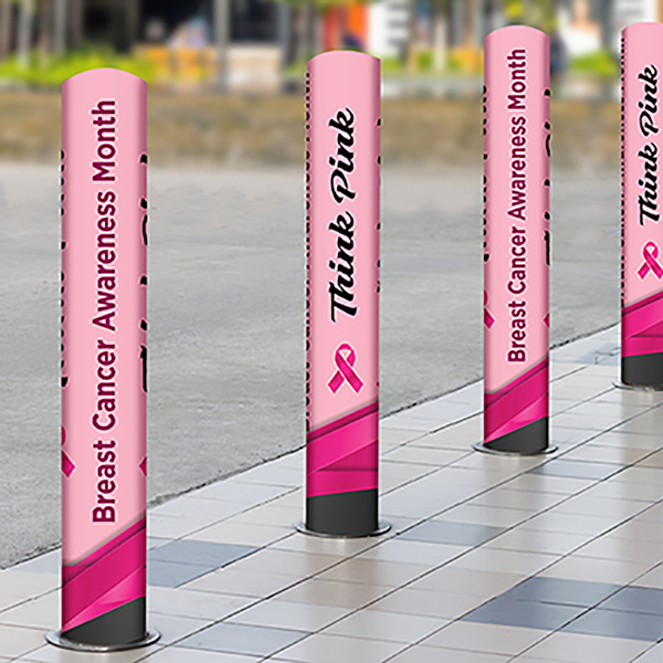 Stretch Fit Bollard Cover - Breast Cancer Awareness Month