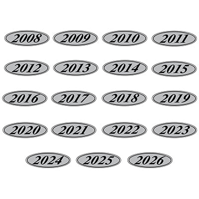Oval Year Decals - Black/Silver