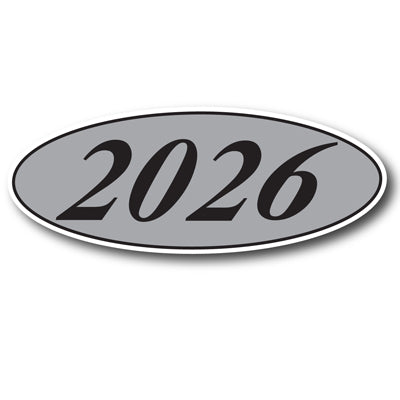 Oval Year Decals - Black/Silver