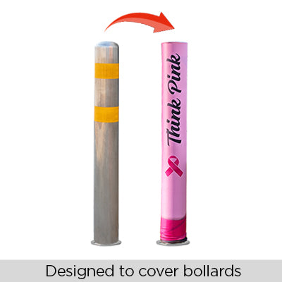 Stretch Fit Bollard Cover - Breast Cancer Awareness Month