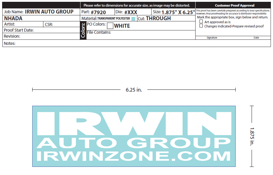 Trunk Decal - Irwin Automotive Group