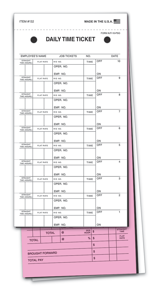 Job Time Tickets (JT-10-PSG) (250/Pack)