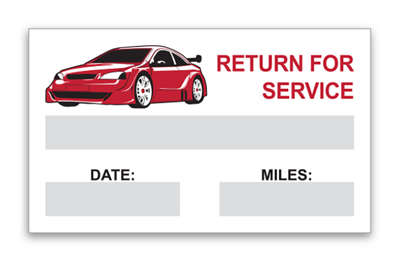 Static Cling Reminder Sheet Labels (Box) - Return for Service (Red Car)