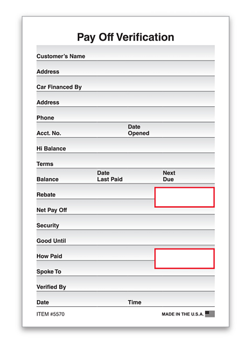 Pay Off Verification