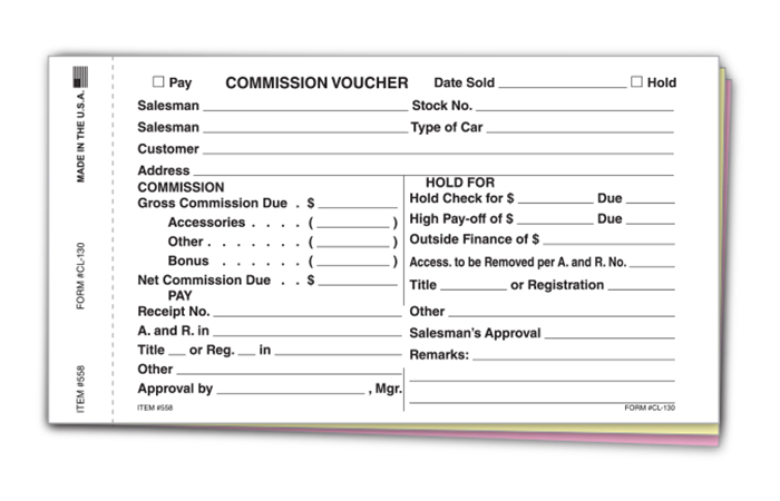 Commission Voucher Gross/Net 3-Part (CL-130)