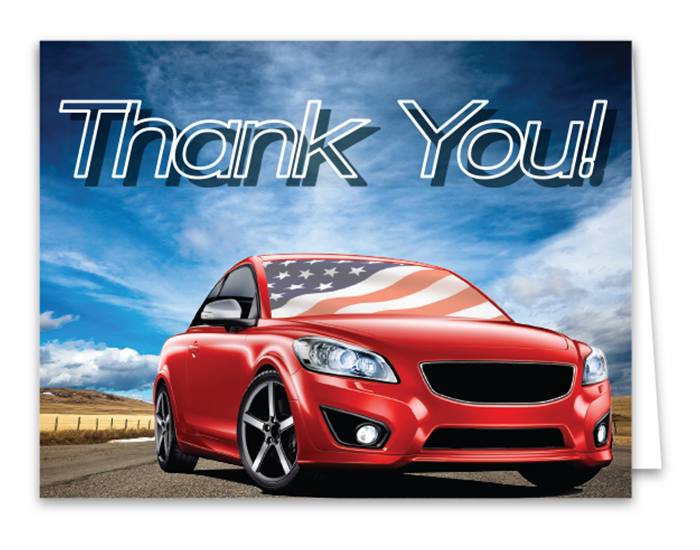 Greeting Cards - Thank You (Patriotic Car)