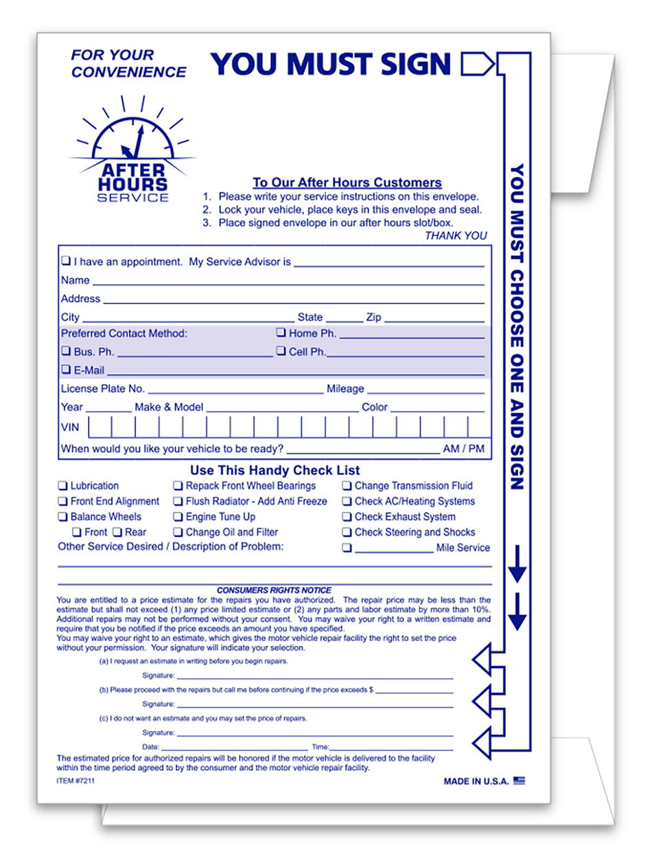 Multi-Option Night Drop Envelopes (NDE-MULTI)