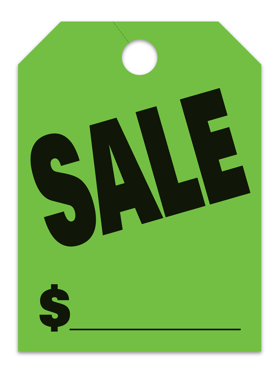 Large Fluorescent Hang Tags - Sale