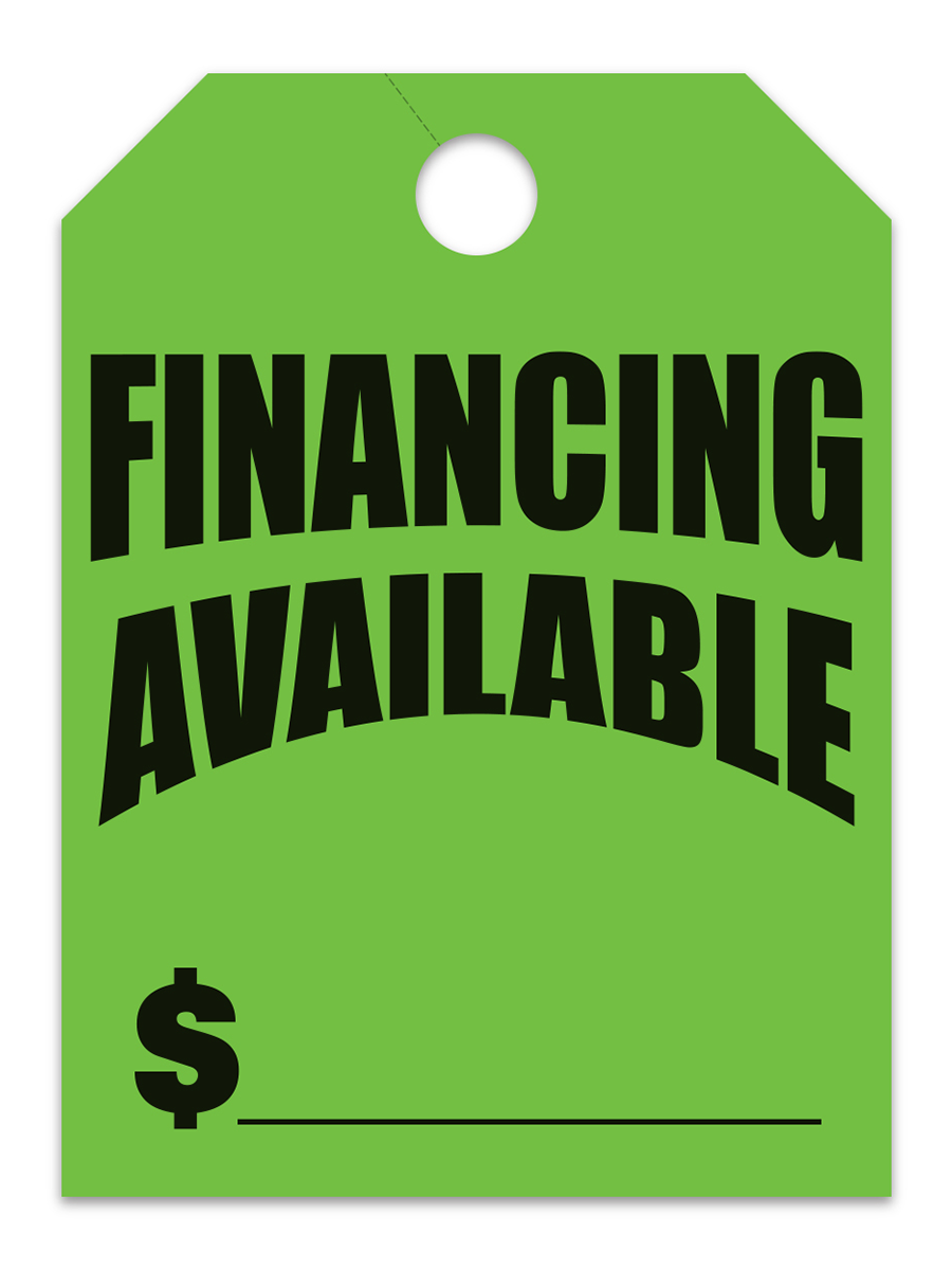 Large Fluorescent Hang Tags - Financing Available