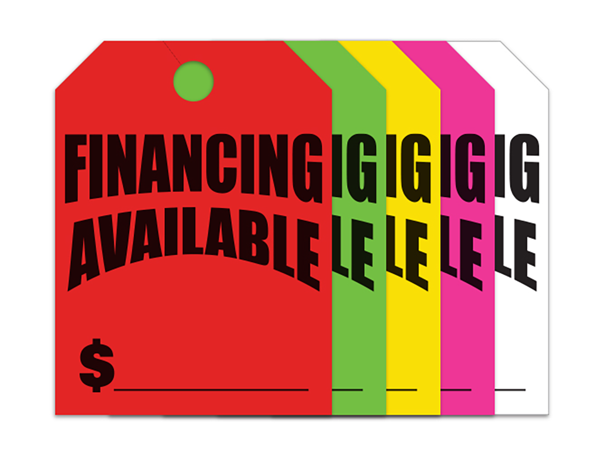 Large Fluorescent Hang Tags - Financing Available