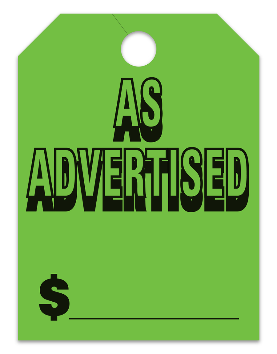 Large Fluorescent Hang Tags - As Advertised