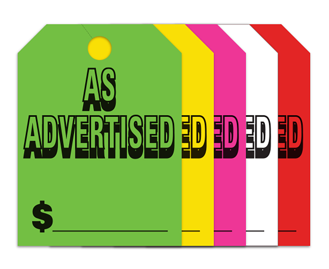 Large Fluorescent Hang Tags - As Advertised