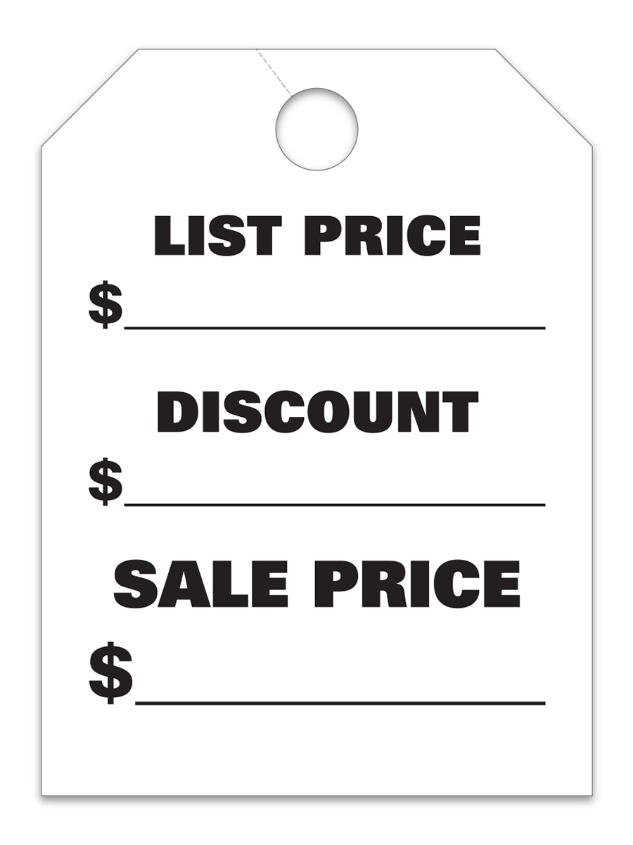 Large Fluorescent Hang Tags - List Price/Discount/Sale Price