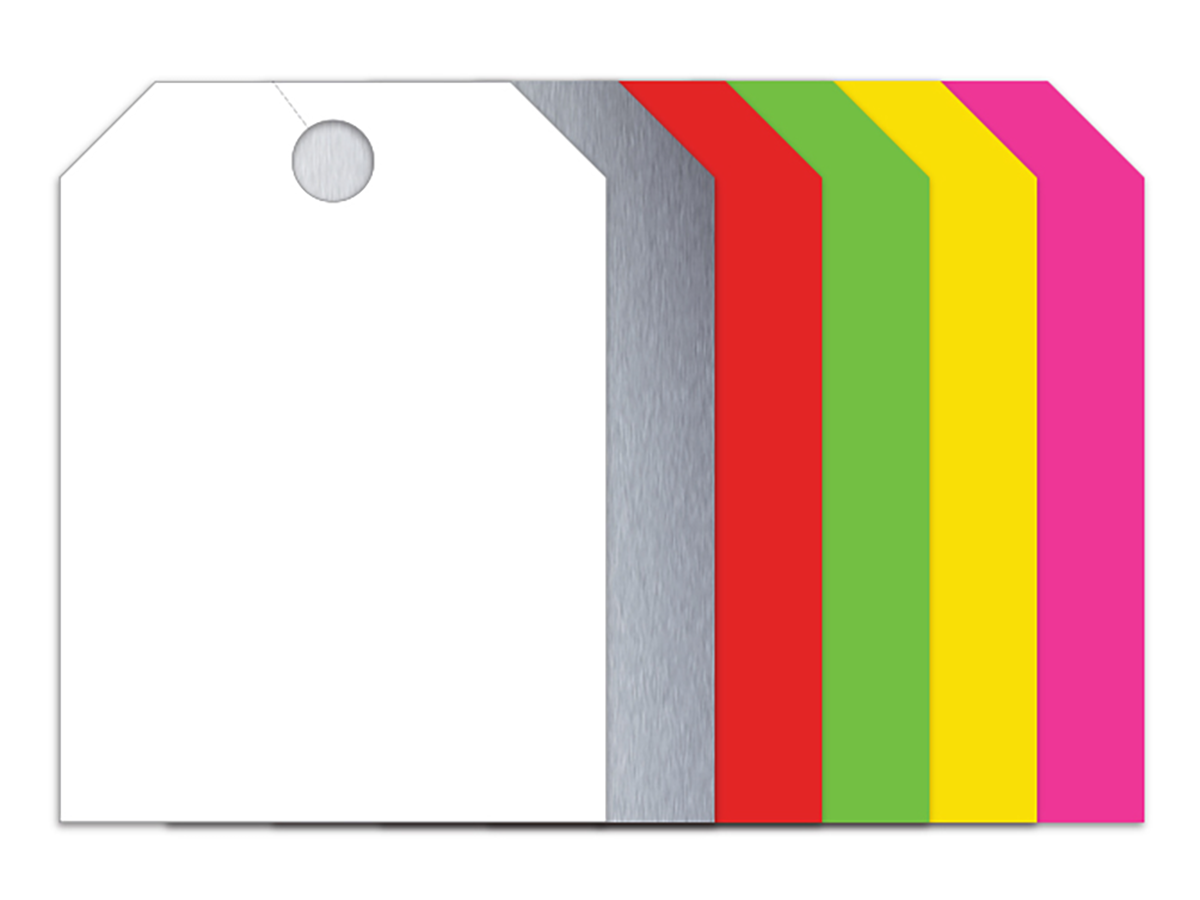 Large Fluorescent Mirror Hang Tags - Blank