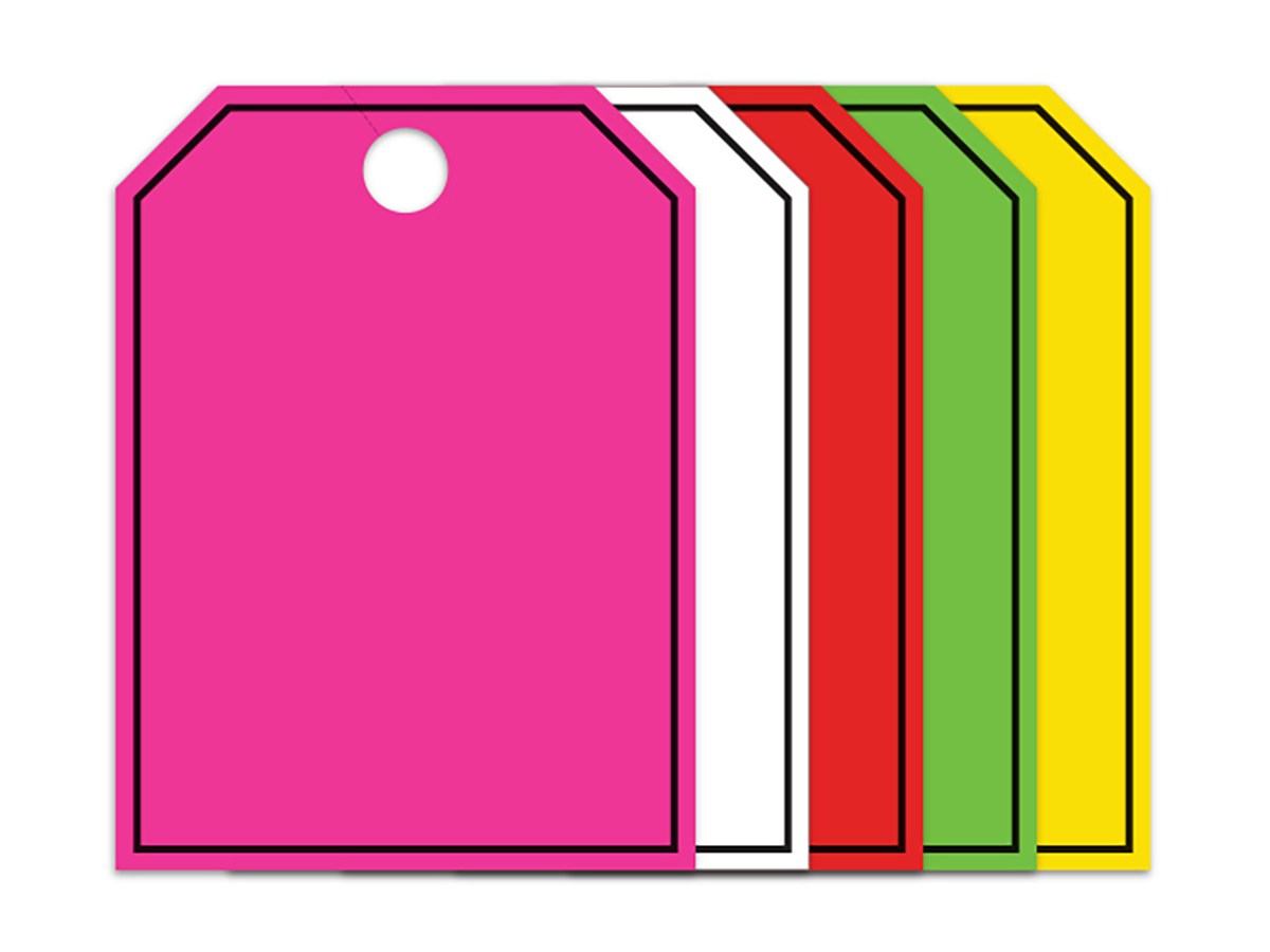 Large Fluorescent Hang Tags - Blank w/ Border