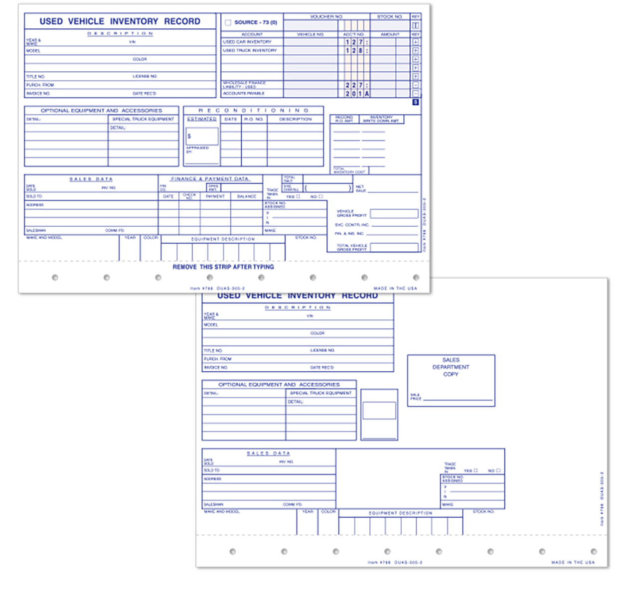 Used Vehicle Inventory Records (DUAS-305-2)